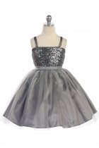 Gray Beautiful Sequin dress perfect Flower girl dress